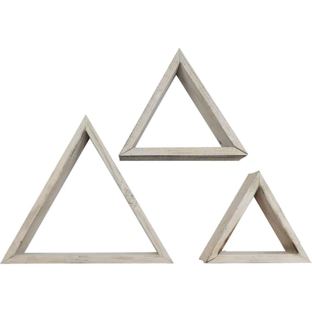 Ekena Millwork Triangle, Open Back, Vintage Farmhouse Shadow Box Shelves, Barnwood Decor Collection, PK3 DECR15SBTROBWH